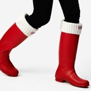 Hunter White Knit high socks size large